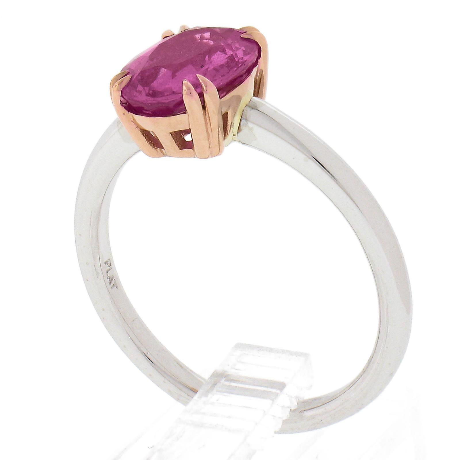 Platinum 14k Rose Gold 2.13ct GIA Madagascar Pink Sapphire Solitaire Ring For Sale 4