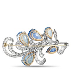 Platinum, 14K Rose Gold 2.20ct Diamond and Sapphire Brooch MF50-022026
