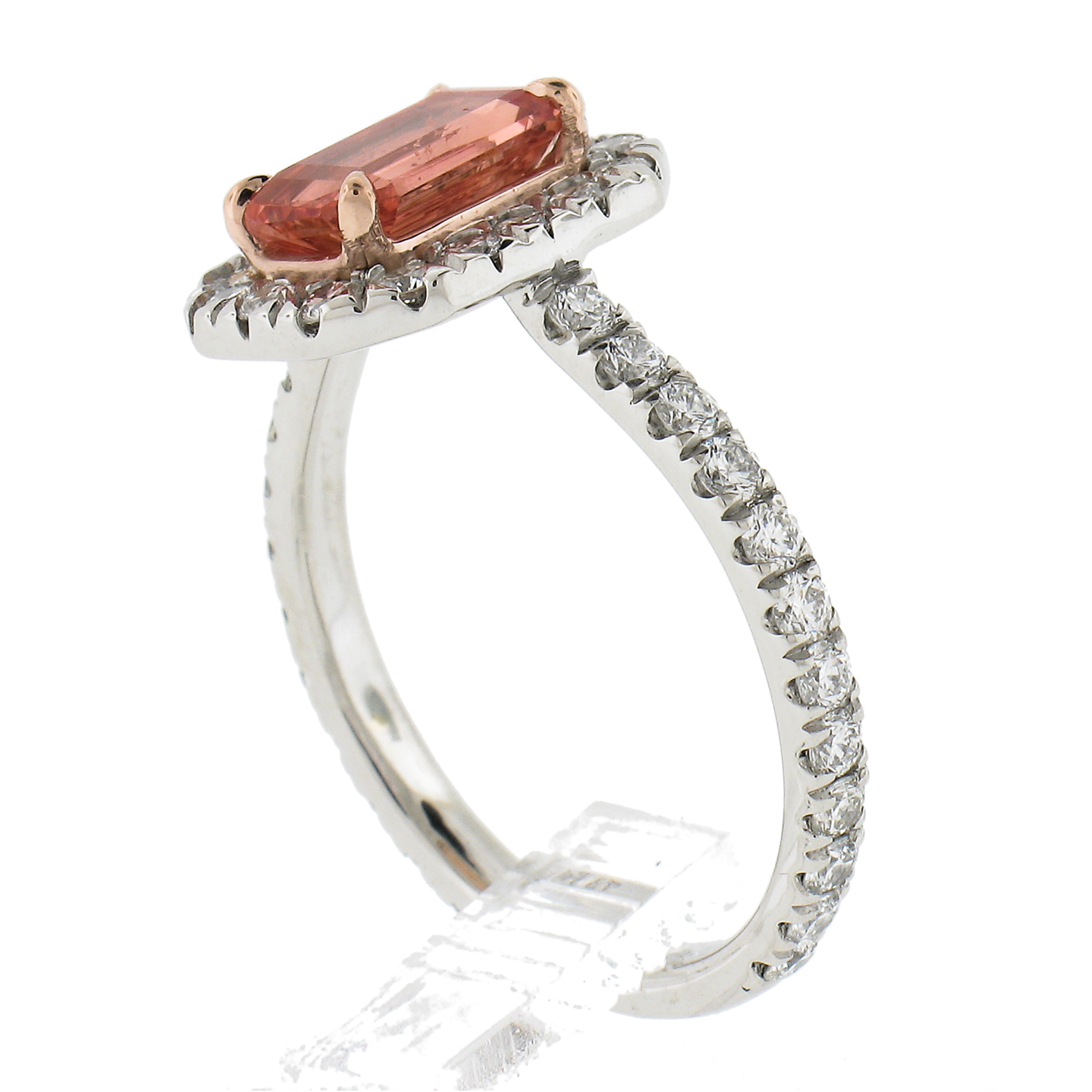 Platinum & 14K Rose Gold 2.27ct GIA Orange Sapphire & Diamond Low Profile Ring For Sale 5