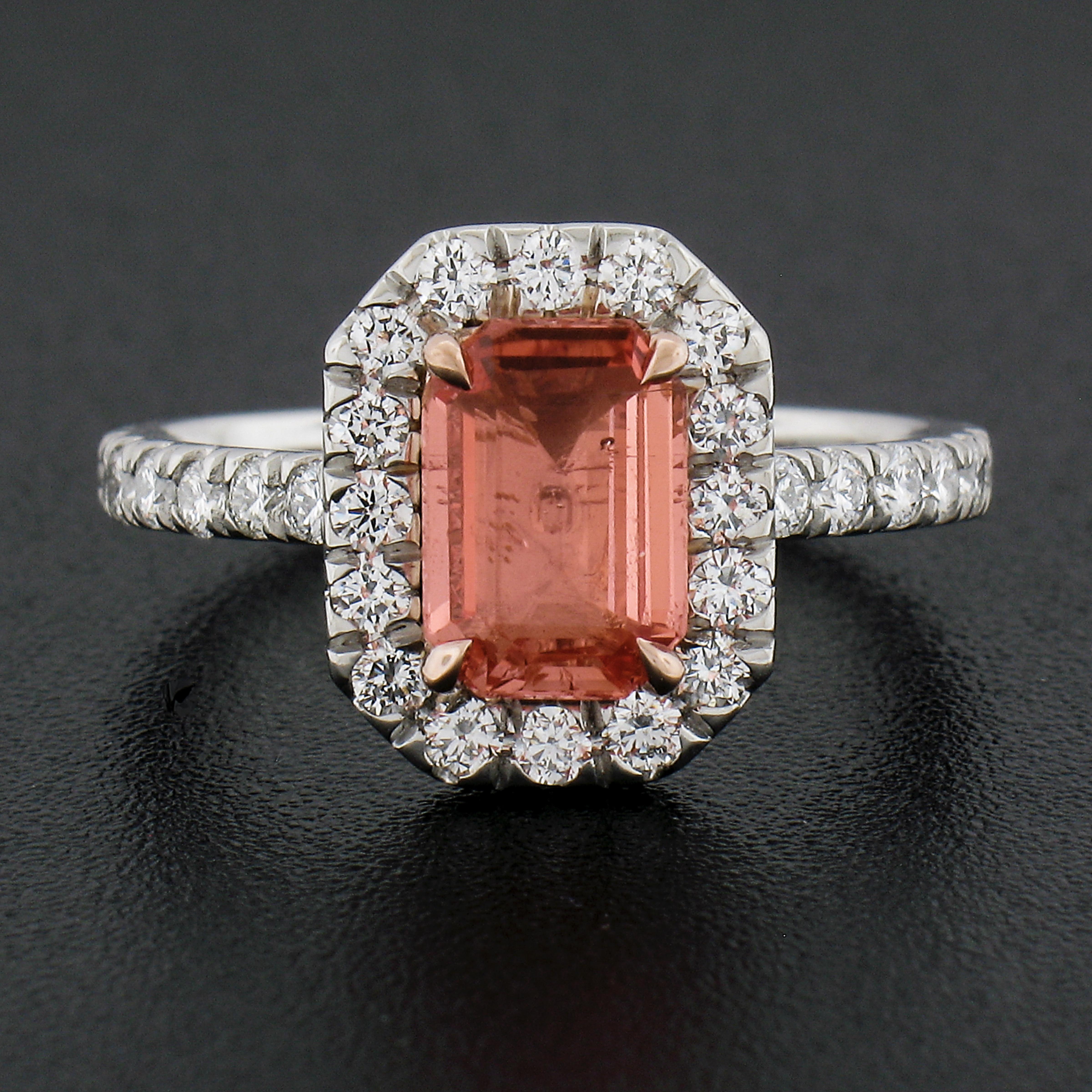 Platinum & 14K Rose Gold 2.27ct GIA Orange Sapphire & Diamond Low Profile Ring In New Condition For Sale In Montclair, NJ