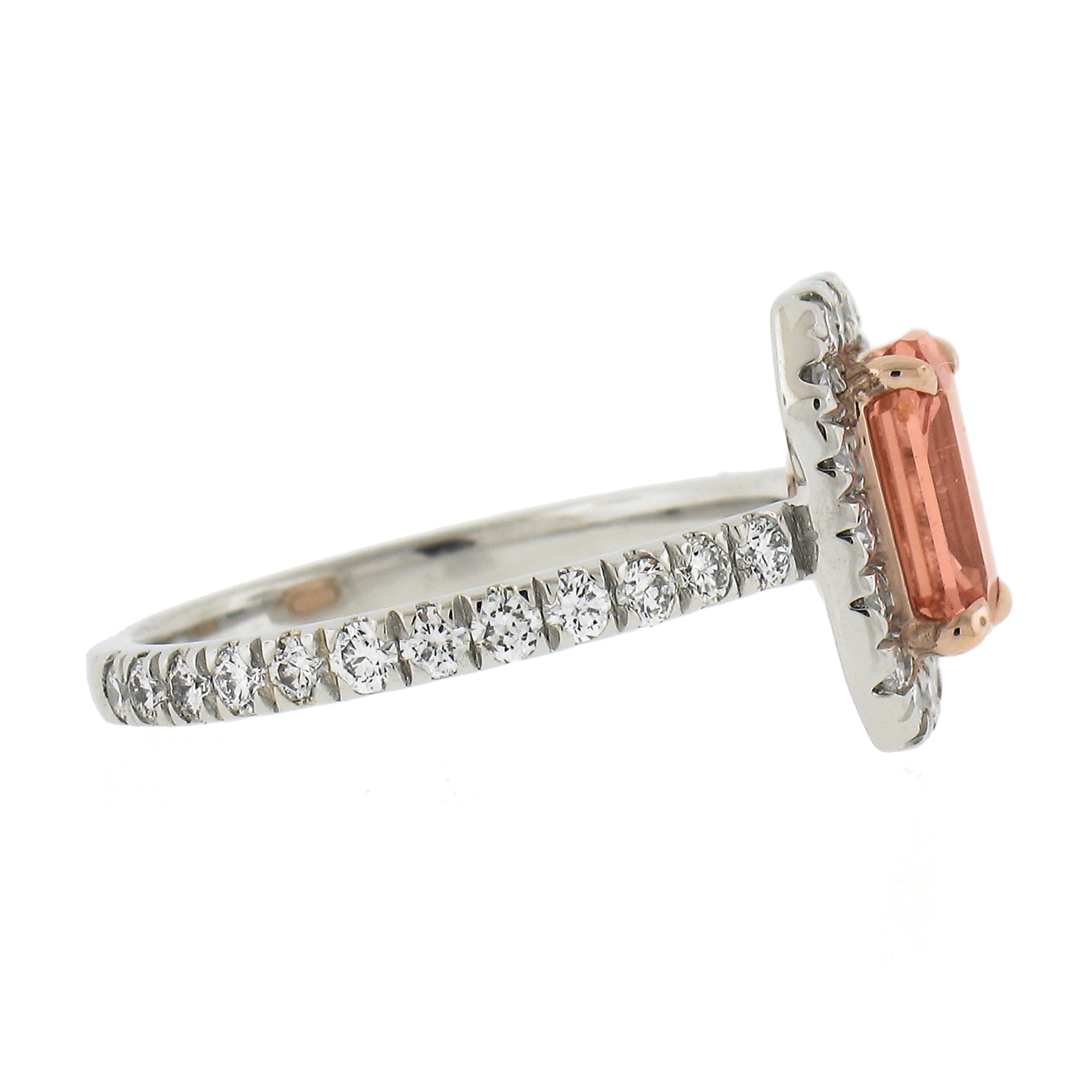 Platinum & 14K Rose Gold 2.27ct GIA Orange Sapphire & Diamond Low Profile Ring For Sale 1