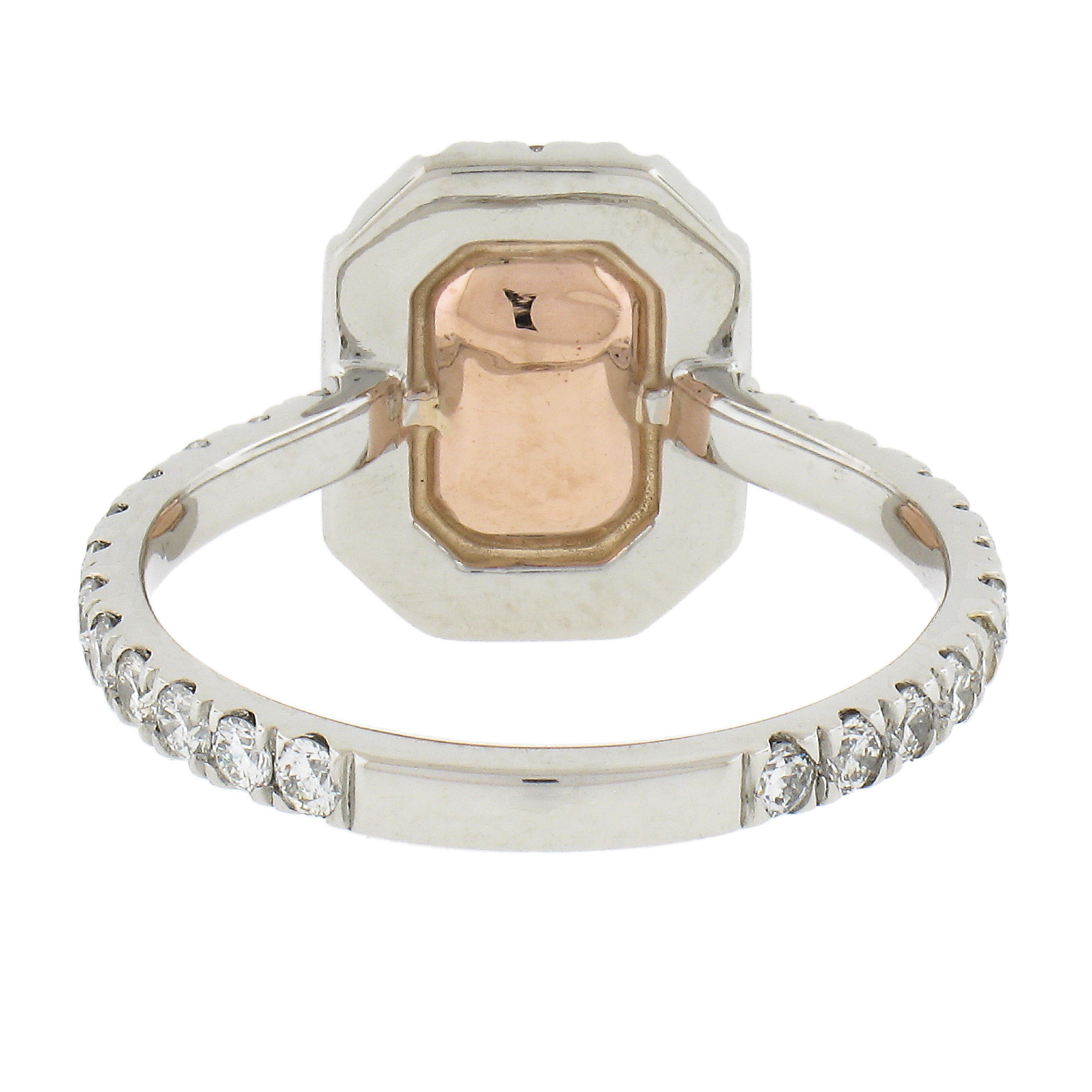 Platinum & 14K Rose Gold 2.27ct GIA Orange Sapphire & Diamond Low Profile Ring For Sale 3