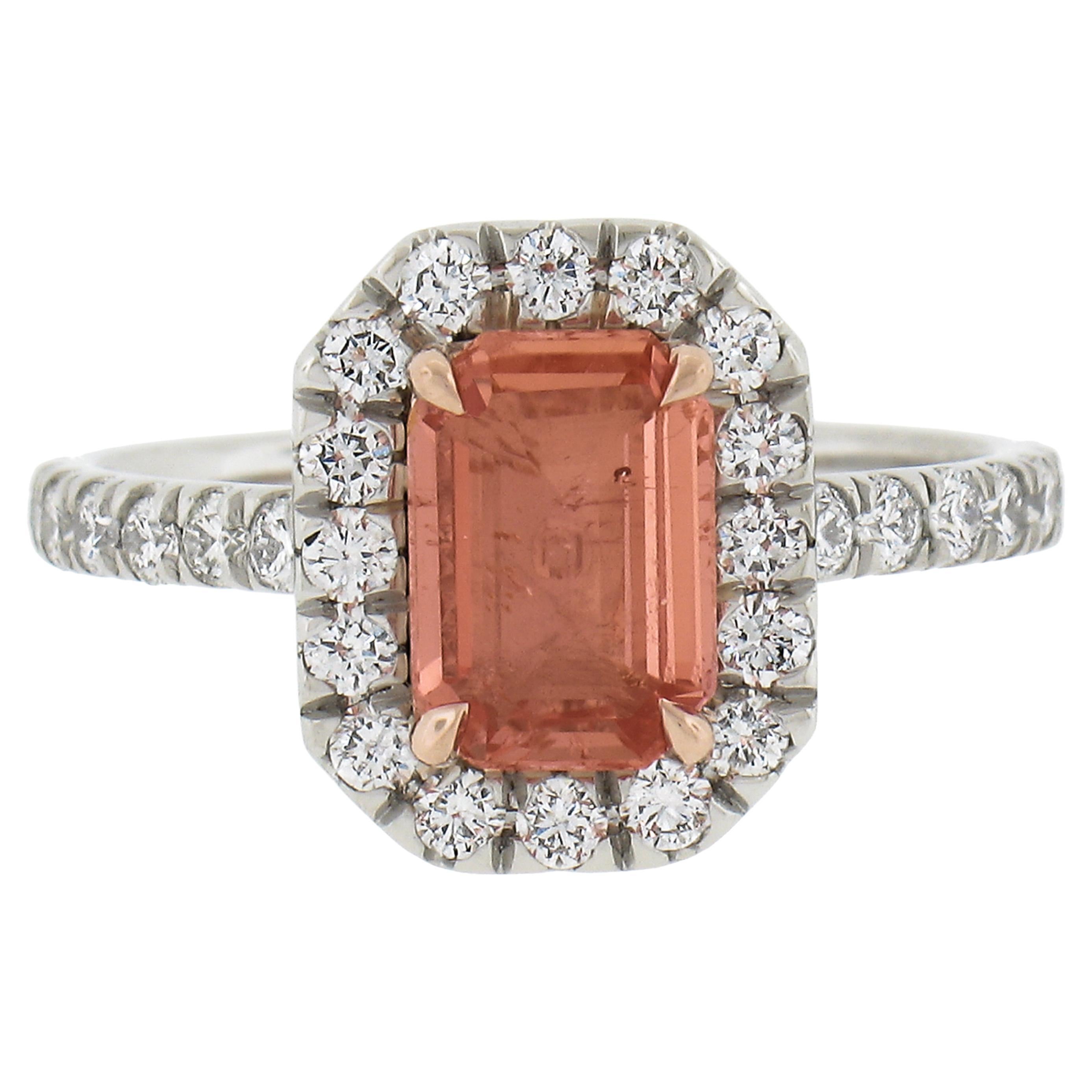Platinum & 14K Rose Gold 2.27ct GIA Orange Sapphire & Diamond Low Profile Ring For Sale