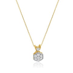 Platinum & 14K Yellow Gold European Cut Diamond Necklace