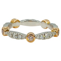 Platin 14kt Rose Natural Pink & White Diamond Gold Eternity Ring, Größe 4,75