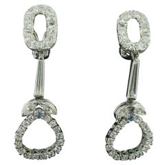 Platinum and 14 Karat Gold Drop Diamond Earrings with 2.36 Total Diamond Weight