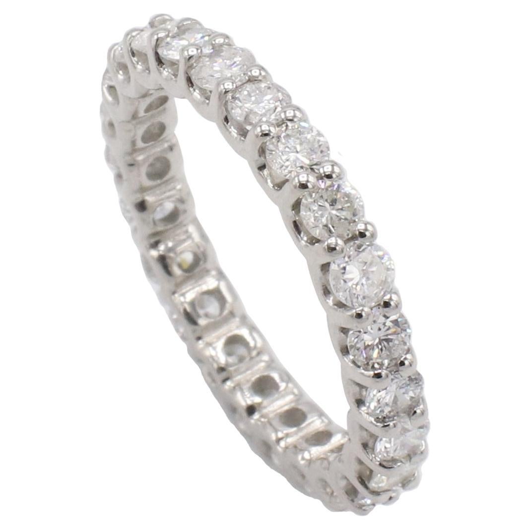 Platinum 1.50 Carat Natural Round Diamond Eternity Band Ring  For Sale