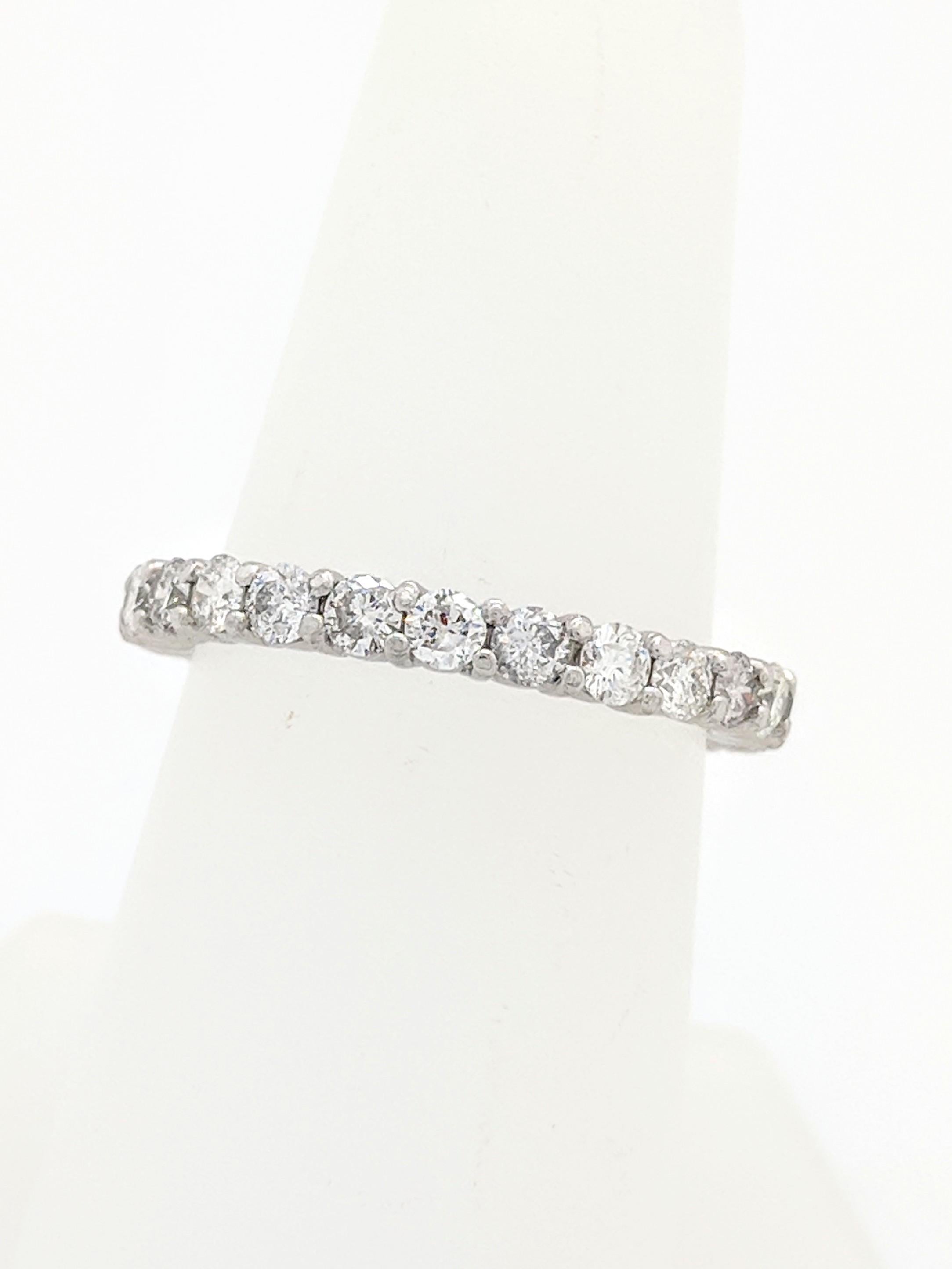 Platinum 1.50 Carat Round Diamond Eternity Wedding Band SI1/G In Excellent Condition In Gainesville, FL