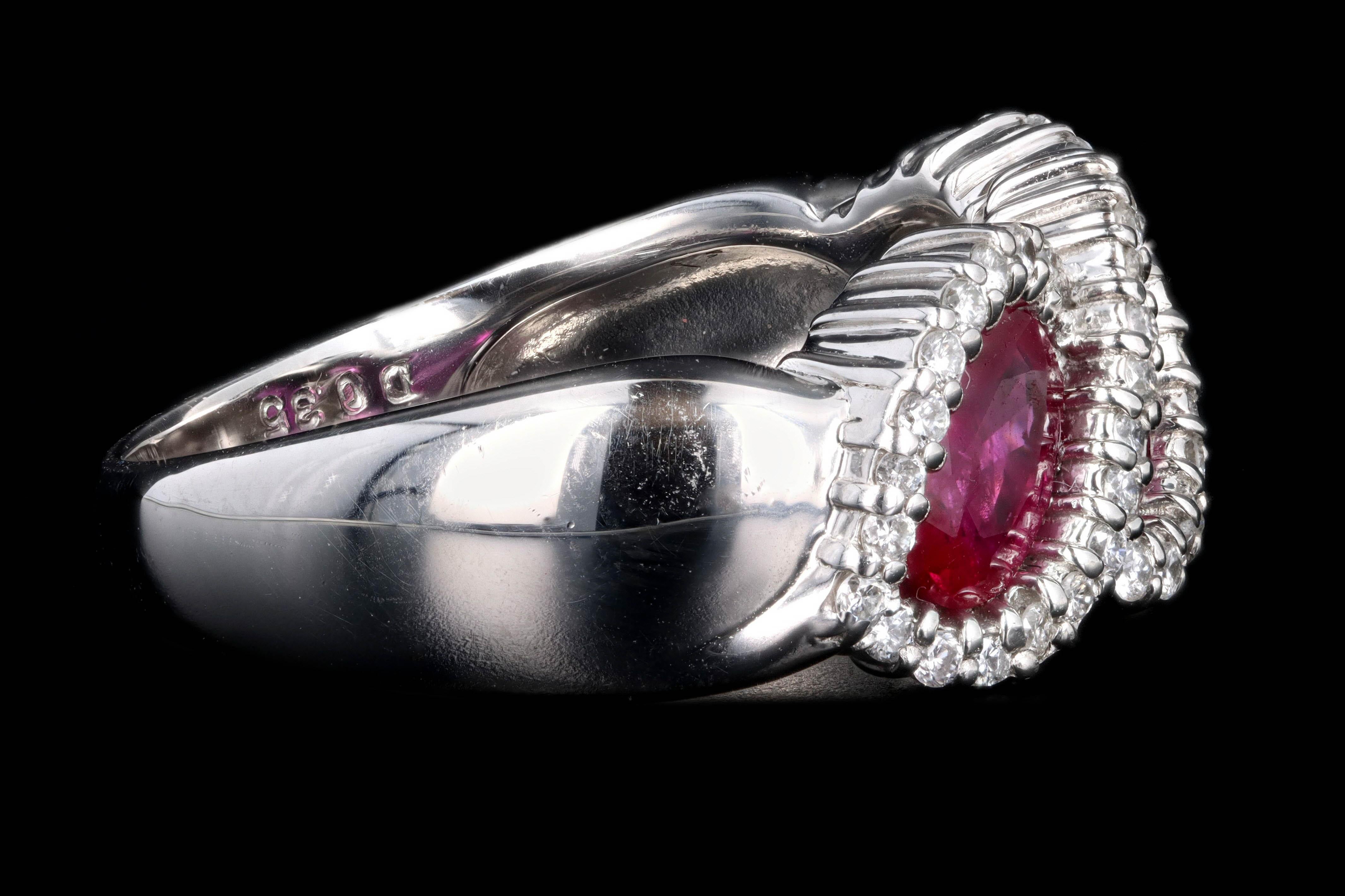 Platinum 1.50 Carat Oval Cut Rubies and Diamond Band For Sale 1