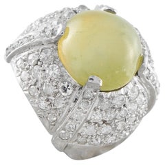Anello in platino con diamante e occhio di gatto da 1,50 carati MF12-050526