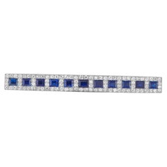 Platinum 1.50ct Diamond and Sapphire Art Deco Bar Brooch MF10-062426
