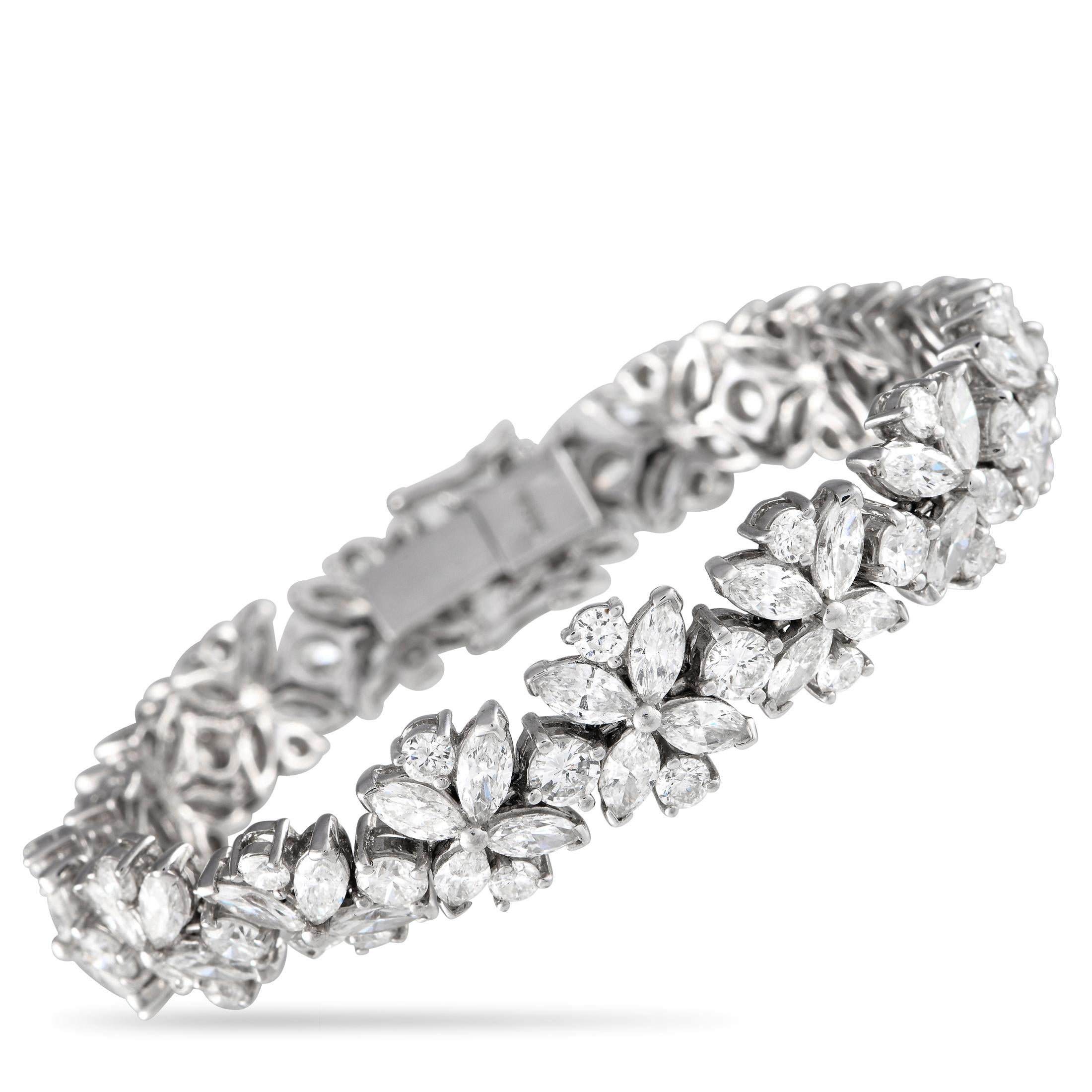 Platinum 15.0ct Diamond Bracelet In Excellent Condition For Sale In Southampton, PA