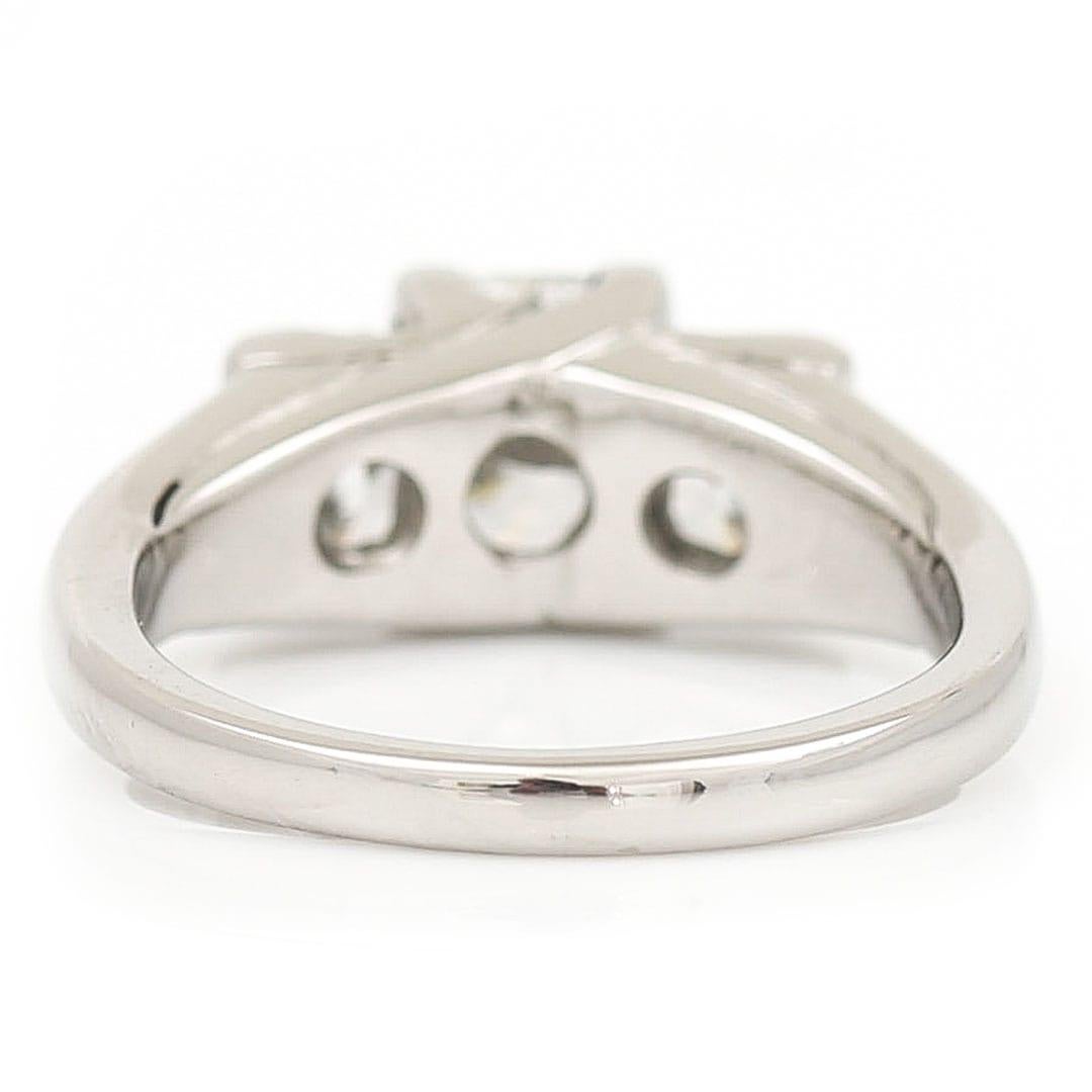 Platinum 1.50ct IGI Certified E Color Three Stone Diamond Ring For Sale 3