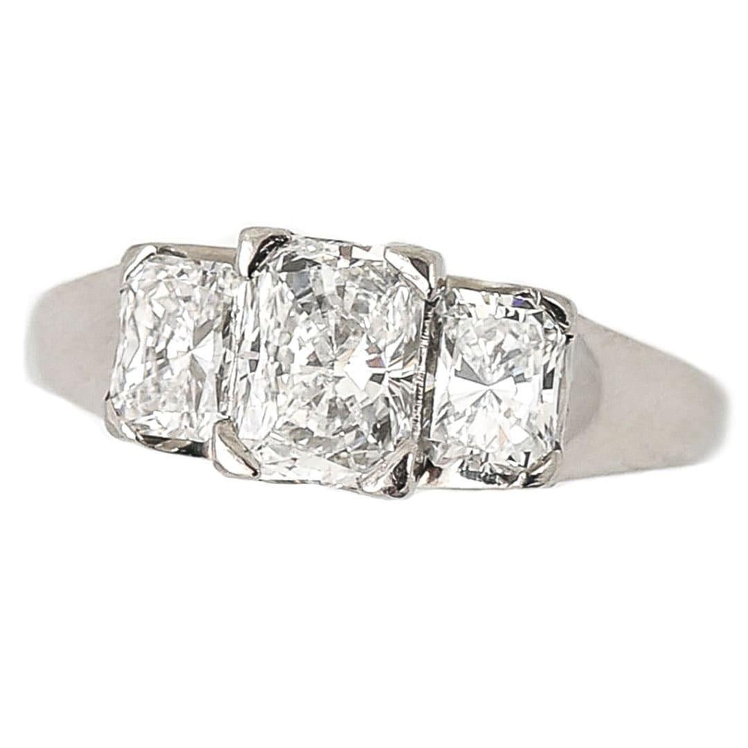 3 stone rectangle engagement ring