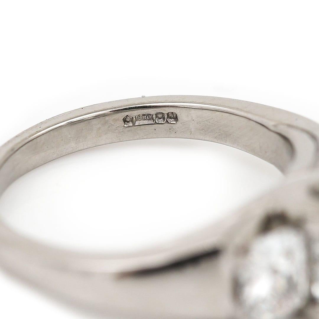 Platinum 1.50ct IGI Certified E Color Three Stone Diamond Ring For Sale 1