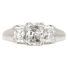 Platinum 1.50ct IGI Certified E Color Three Stone Diamond Ring
