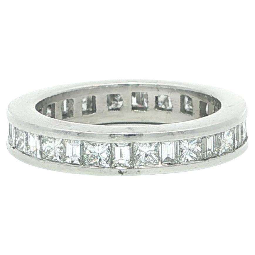 Platinum 1.50ctw G VS1 Baguette Princess Cut Diamond Channel Eternity Band Ring