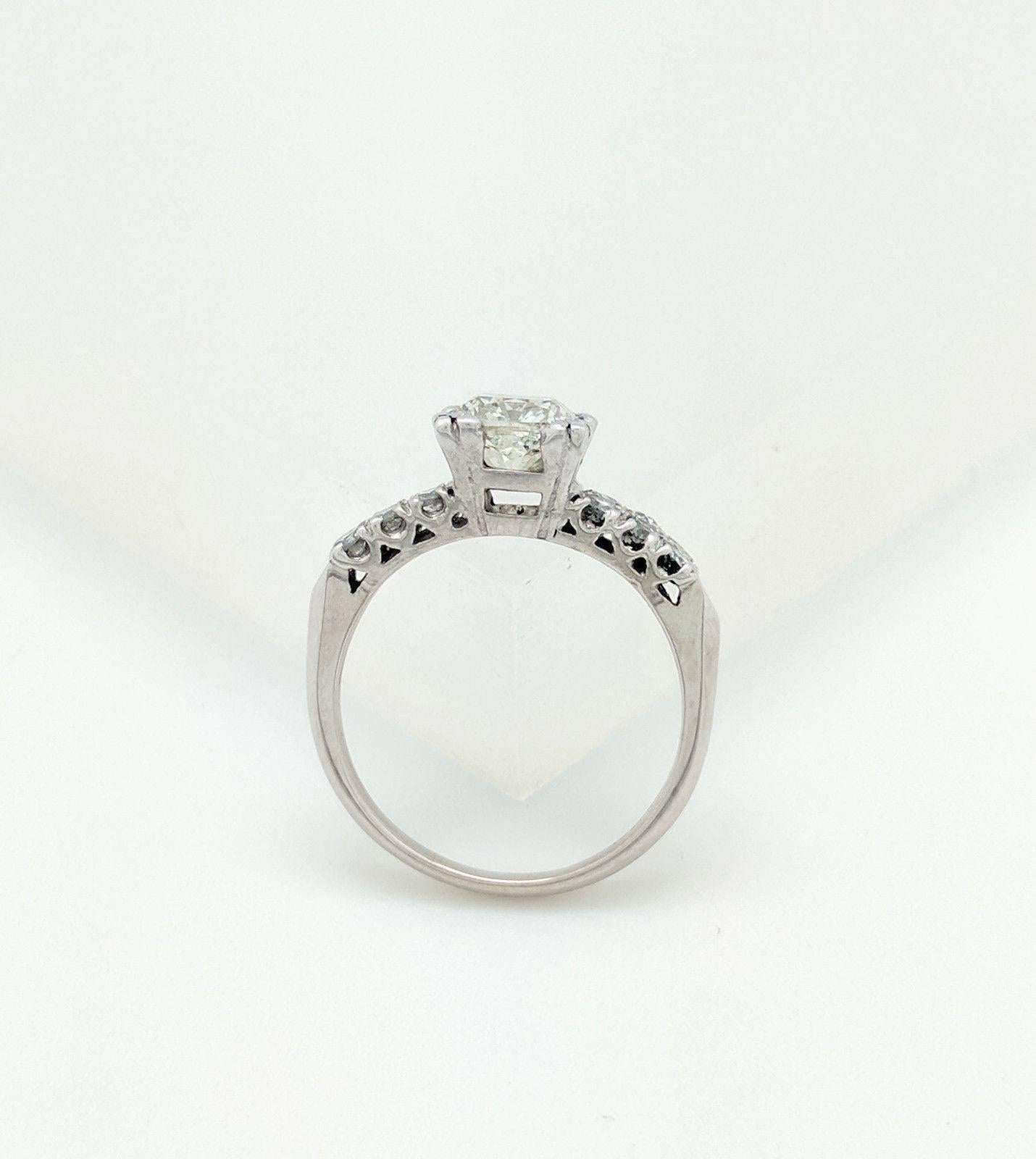 Art Deco Platinum 1.51 Carat Cushion Cut Diamond Vintage Engagement Ring SI1/I