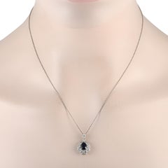 Platinum 1.51ct Diamond and Royal Blue Sapphire Necklace