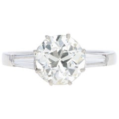 Platinum 1.52 Carat Old European Cut Diamond Engagement Ring