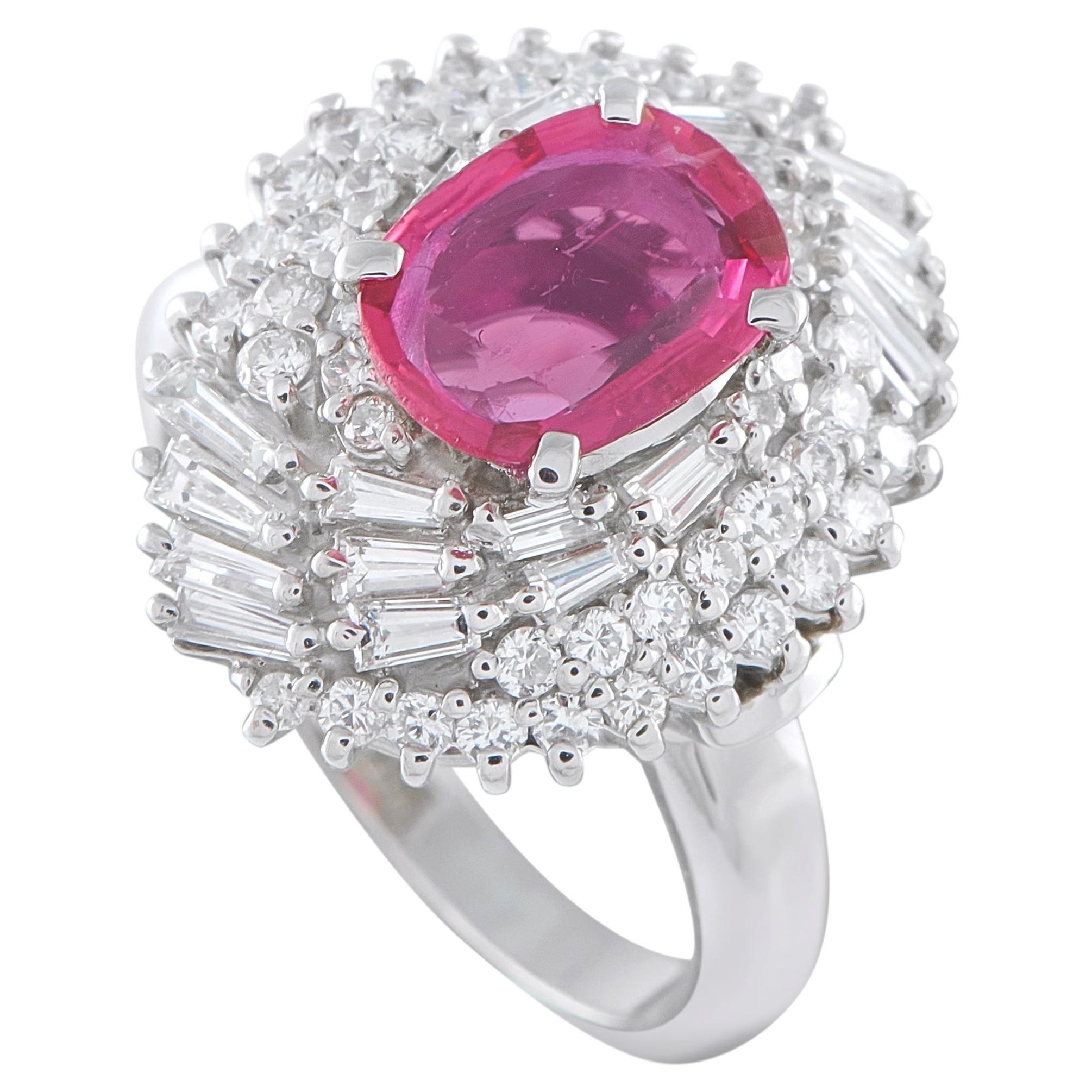 Platinum 1.52ct Diamond and Ruby Ring MF38-052126