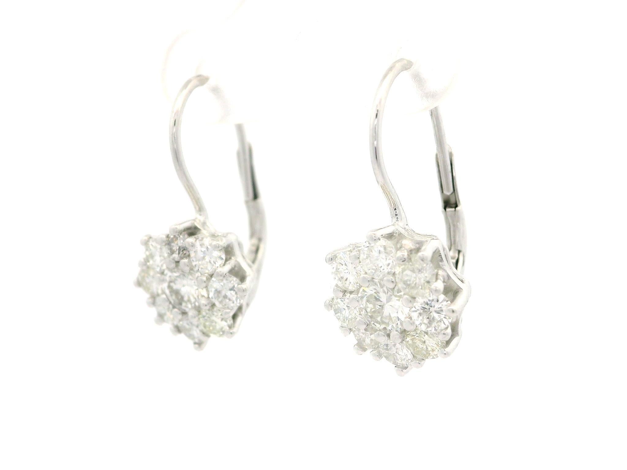 Platin 1,52ctw Fiery Diamond Cluster Tropfen Ohrring w / Weißgold Hebel Backings im Angebot 2