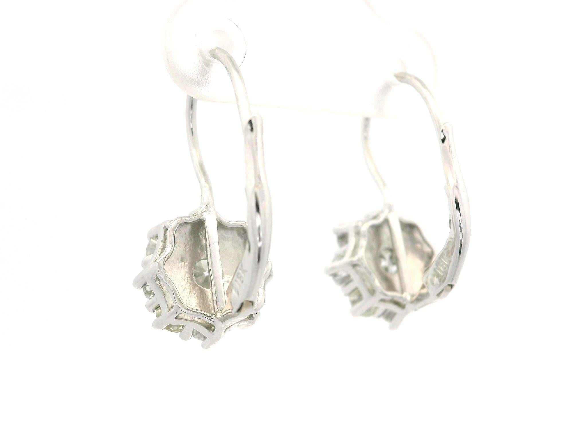 Platin 1,52ctw Fiery Diamond Cluster Tropfen Ohrring w / Weißgold Hebel Backings im Angebot 3