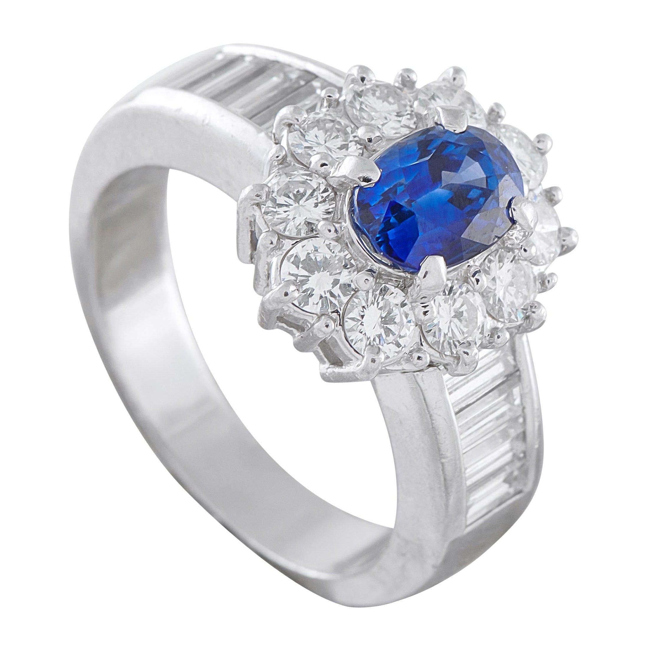 Platinum 1.53ct Diamond and Sapphire Ring MF03-110525