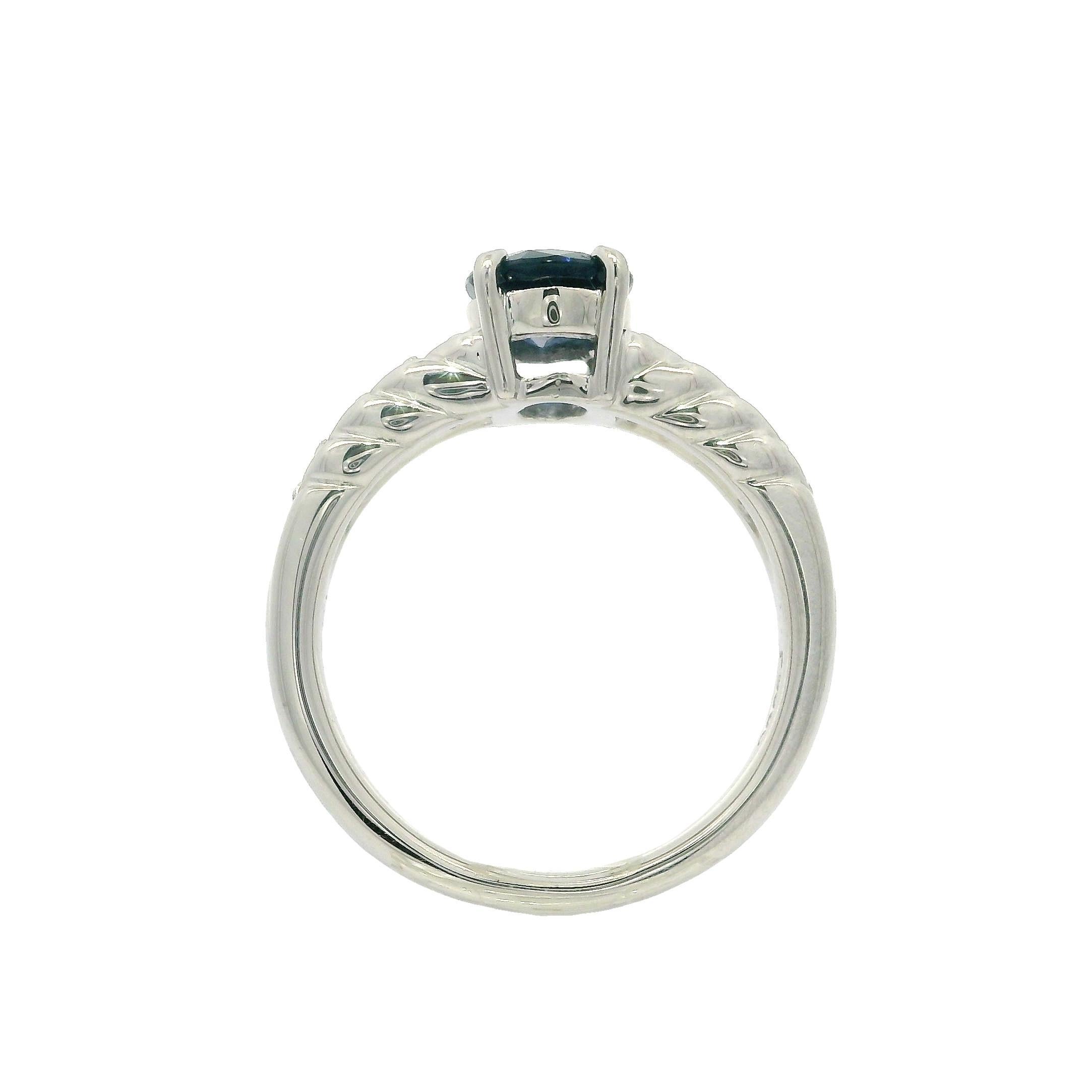 --Stone(s):--
(1) Natural Genuine Sapphire - Oval Cut - Prong Set - Velvety Blue Color - 8x6.1mm - 1.30ct (exact)
(8) Natural Genuine Diamonds - Round Brilliant Cut - Pave Set - Nice Brilliant White Diamonds - 0.25ctw (exact)
Total Carat Weight:
