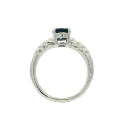 Platinum 1.55ctw Oval Cut Velvety Blue Sapphire w/ Diamond Classic Cable Ring