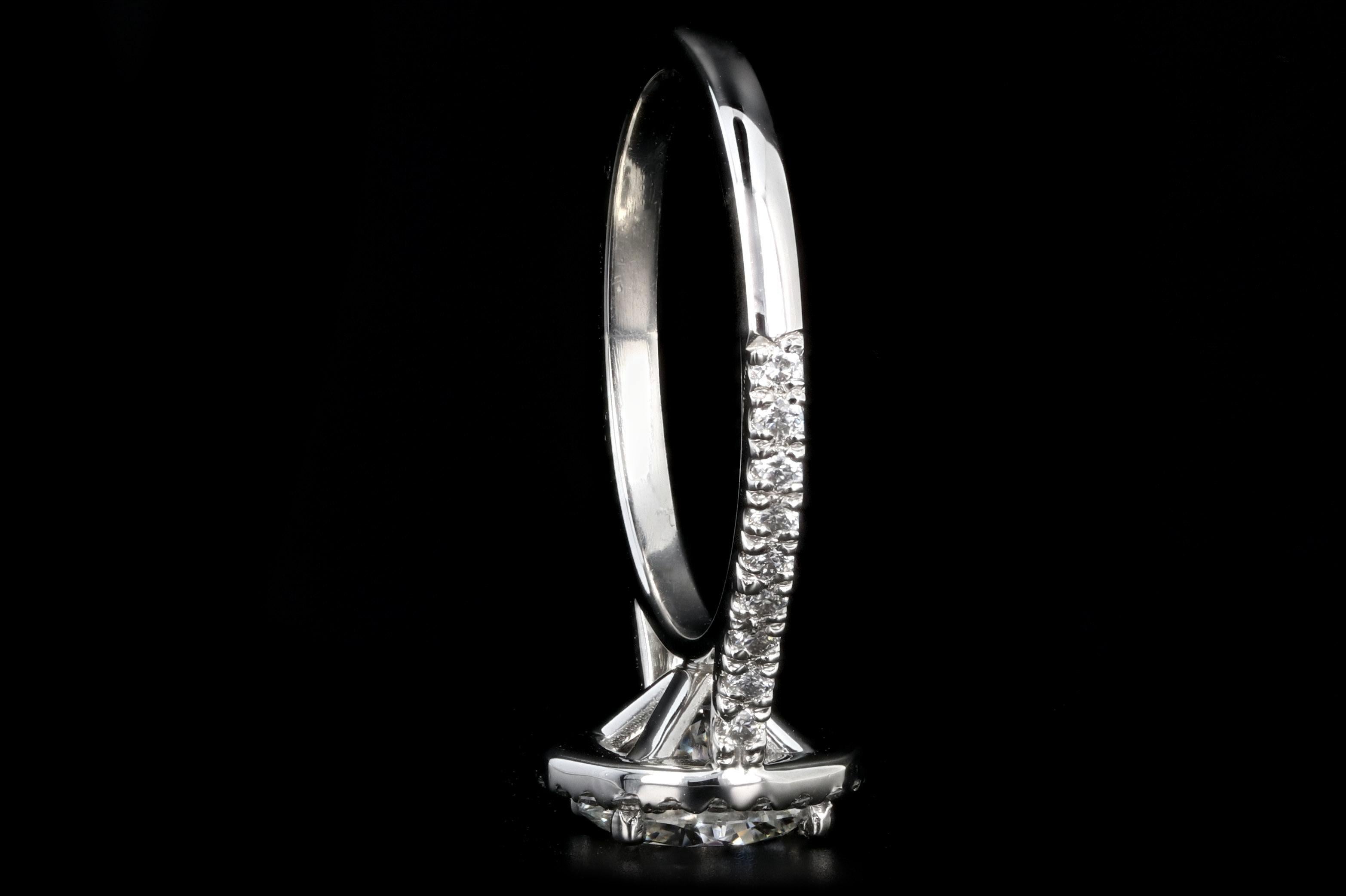 Platinum 1.56 Carat Round Brilliant Cut Diamond Halo Engagement Ring In New Condition In Cape May, NJ