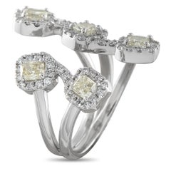 Platinum 1.57ct White and Fancy Yellow Diamond Open Ring MF07-123025
