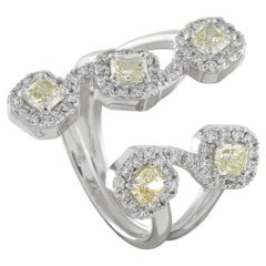 Platinum 1.57ct White and Fancy Yellow Diamond Open Ring MF07-123025