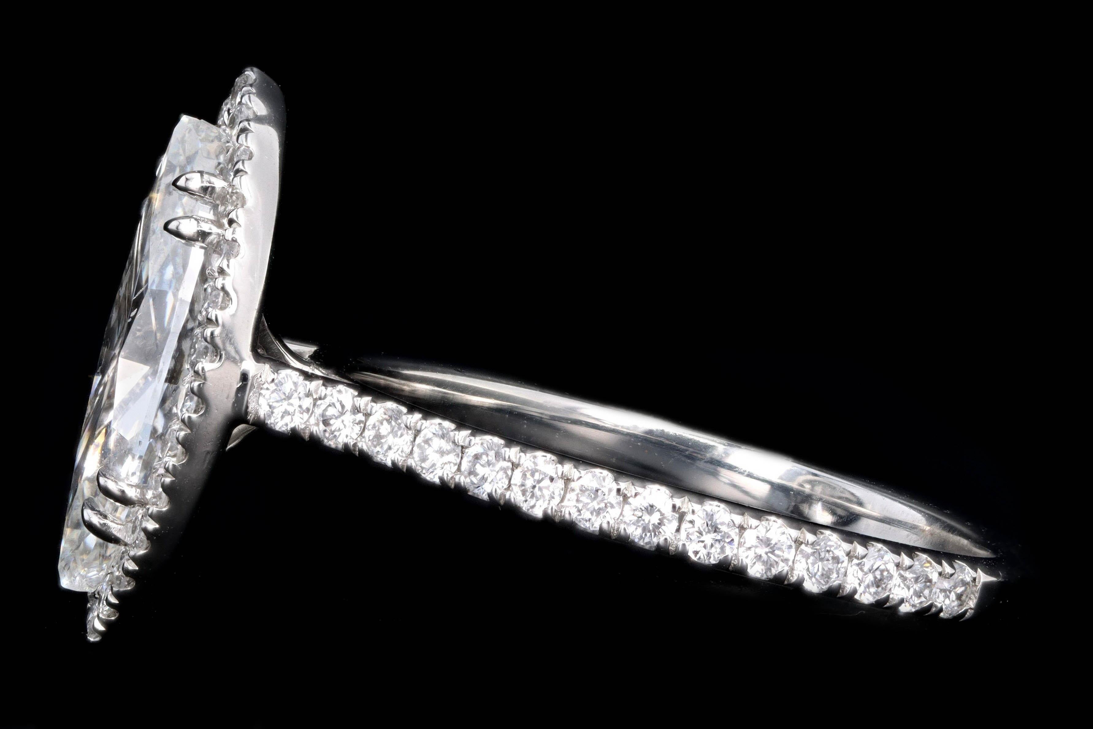 Women's Platinum 1.59 Carat Marquise Cut Diamond Halo Engagement Ring