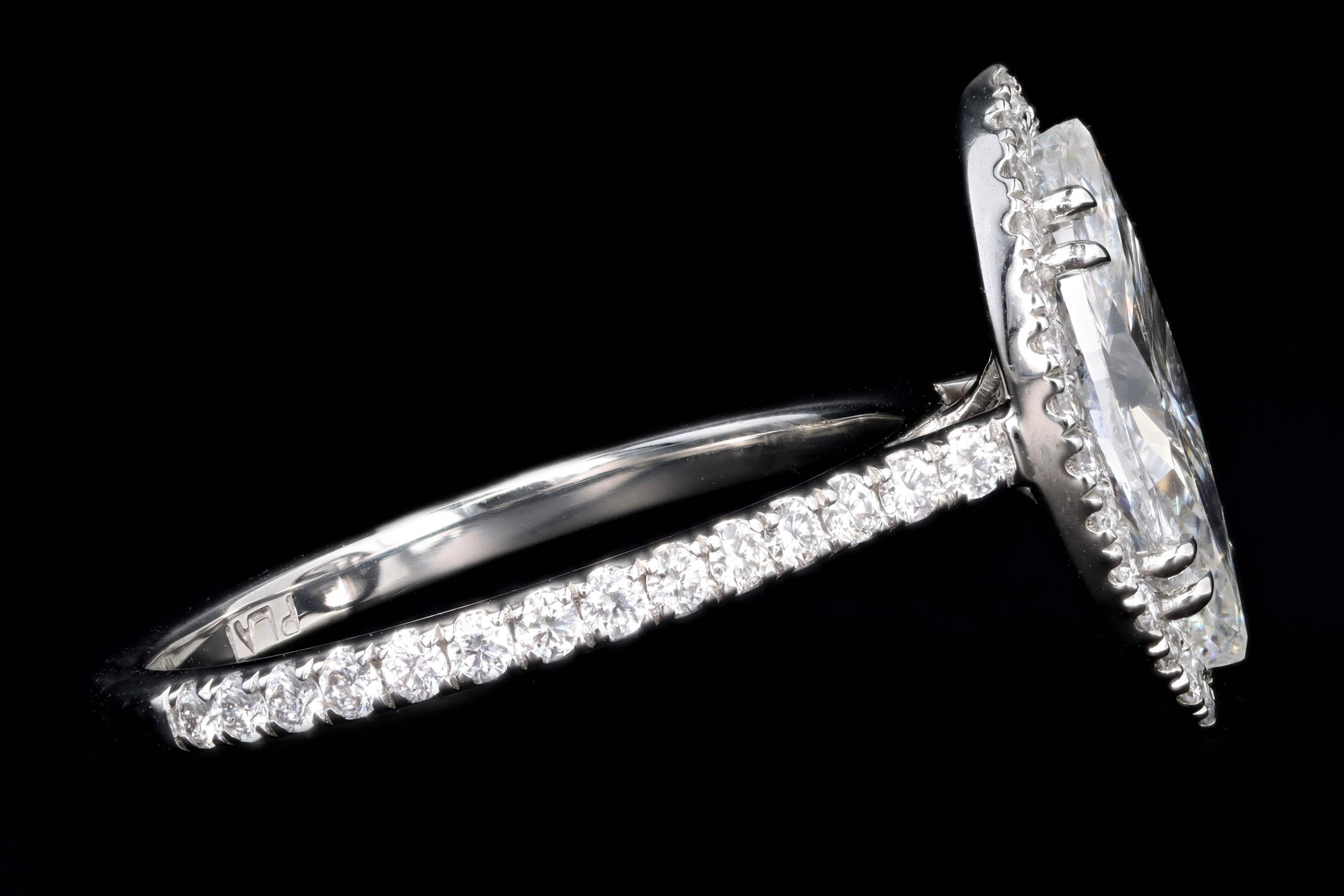 Platinum 1.59 Carat Marquise Cut Diamond Halo Engagement Ring 1