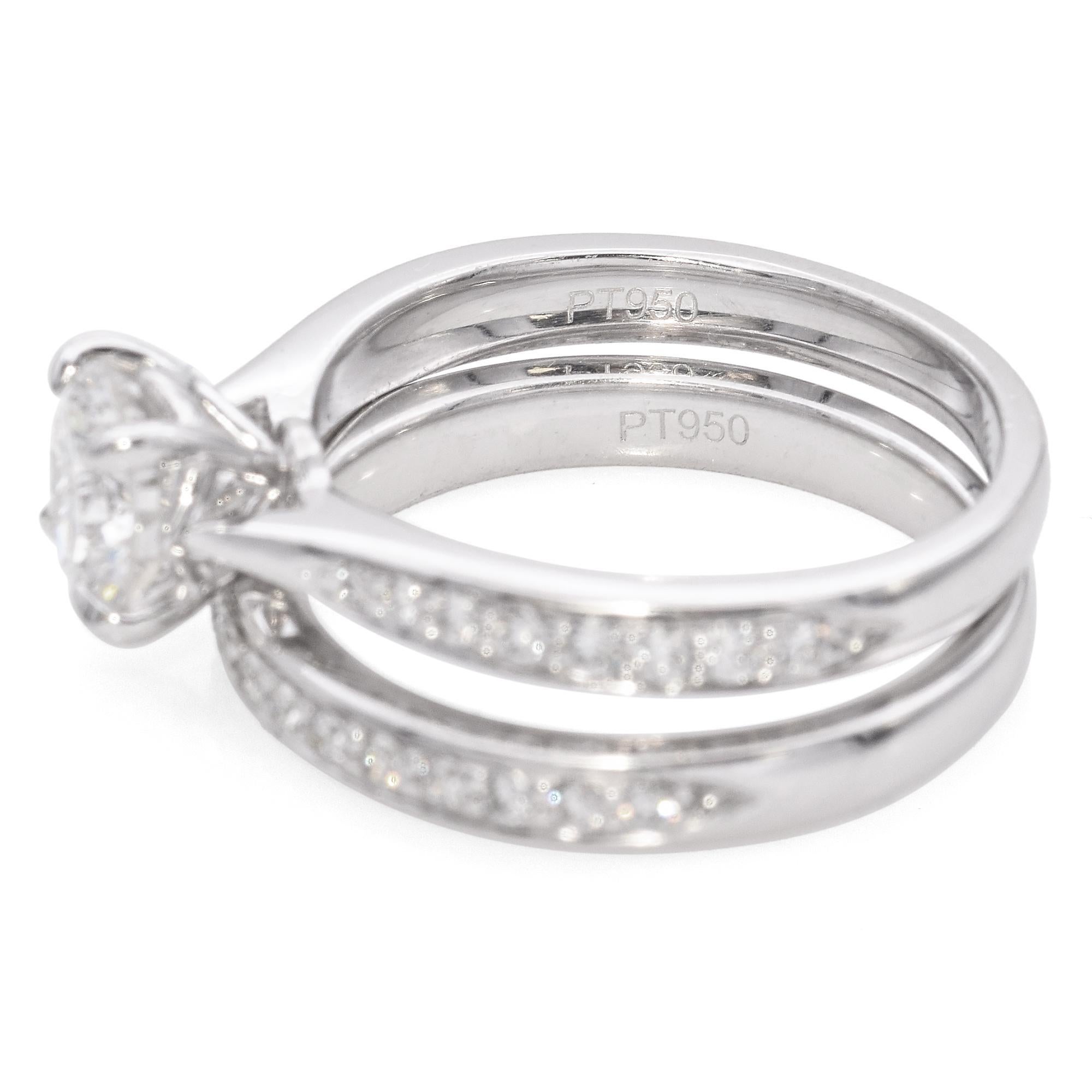 Platinum 1.59 TCW Diamond Half Eternity Wedding Band and Engagement Ring GIA In Good Condition For Sale In New York, NY