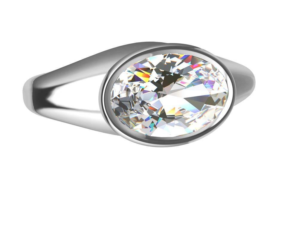 For Sale:  Platinum 1.6 Carat GIA Oval Diamond Sculpture Ring 2