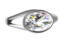 Platinum 1.6 Carat GIA Oval Diamond Sculpture Ring