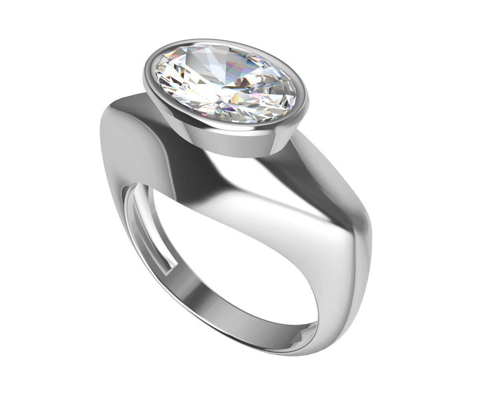 For Sale:  Platinum 1.6 Carat GIA Oval Diamond Sculpture Ring 3