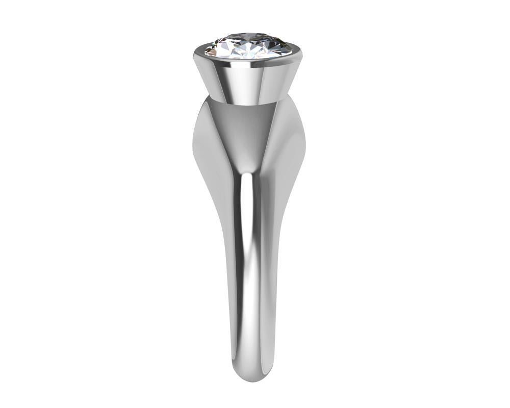 En vente :  Bague sculptée en platine avec diamant ovale 1,6 carat certifié GIA 5