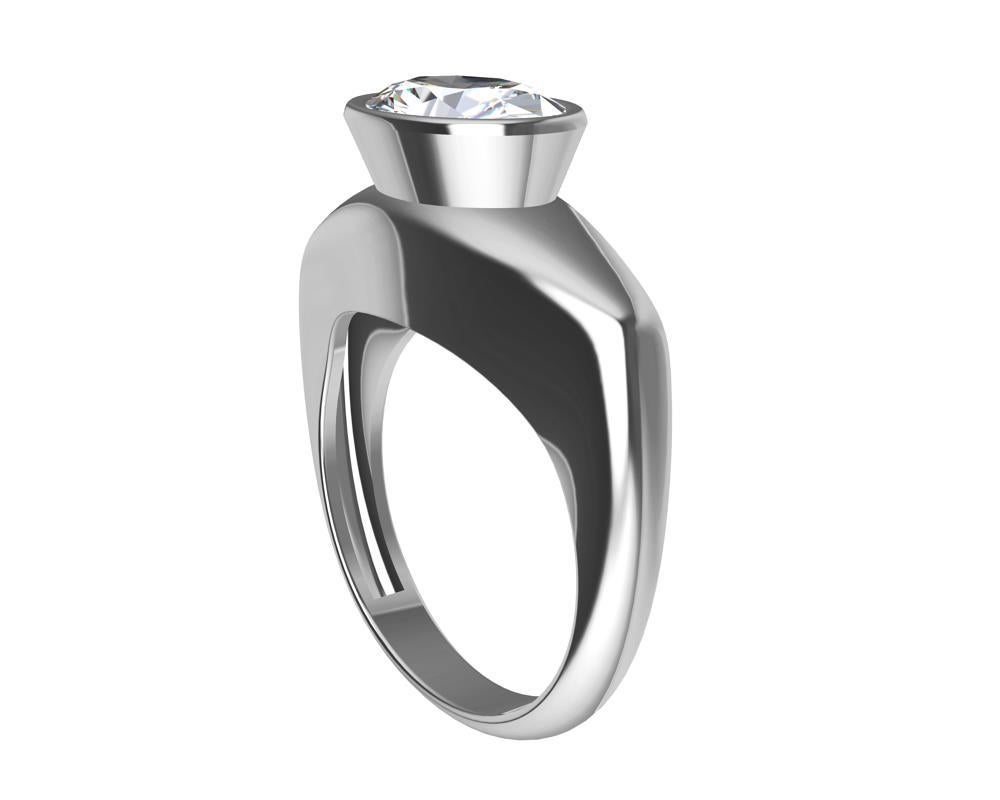 For Sale:  Platinum 1.6 Carat GIA Oval Diamond Sculpture Ring 6