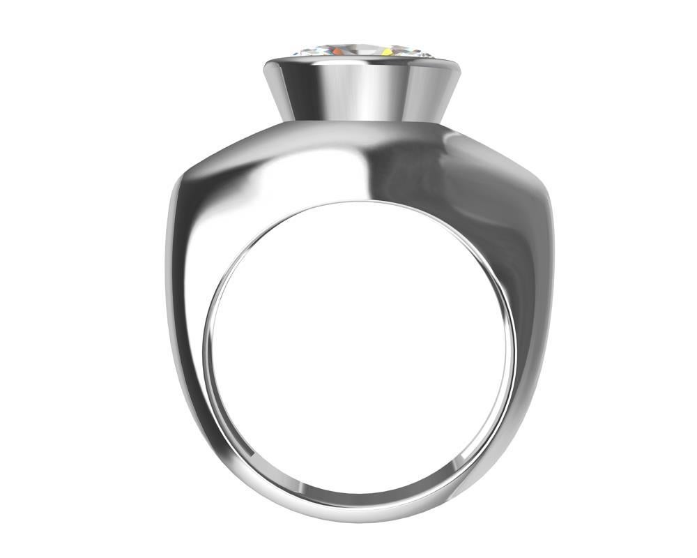 En vente :  Bague sculptée en platine avec diamant ovale 1,6 carat certifié GIA 7