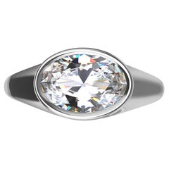 Anello scultura con diamante ovale in platino da 1,6 carati GIA