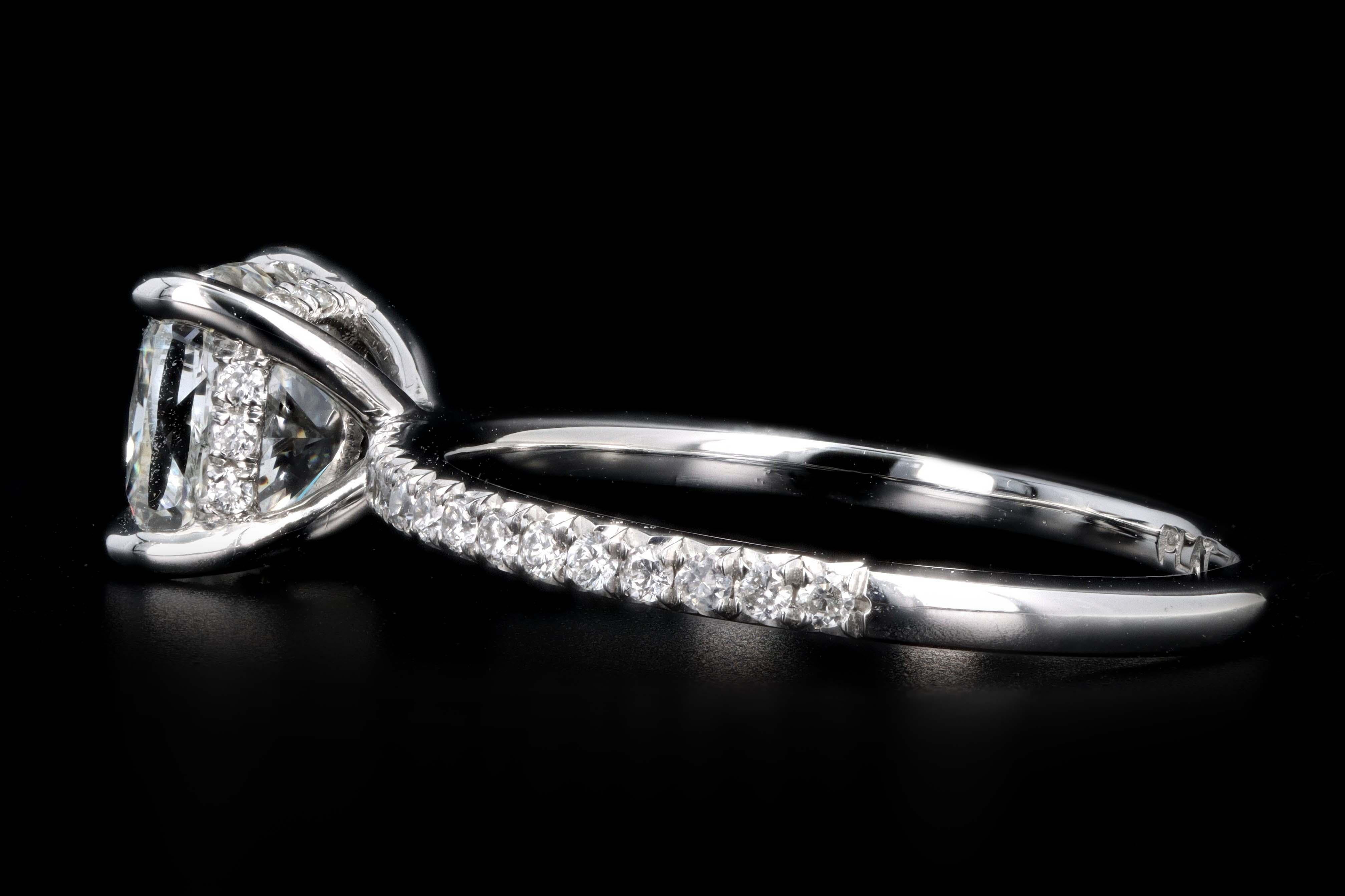 Platinum 1.60 Carat Cushion Cut Diamond Engagement Ring 2