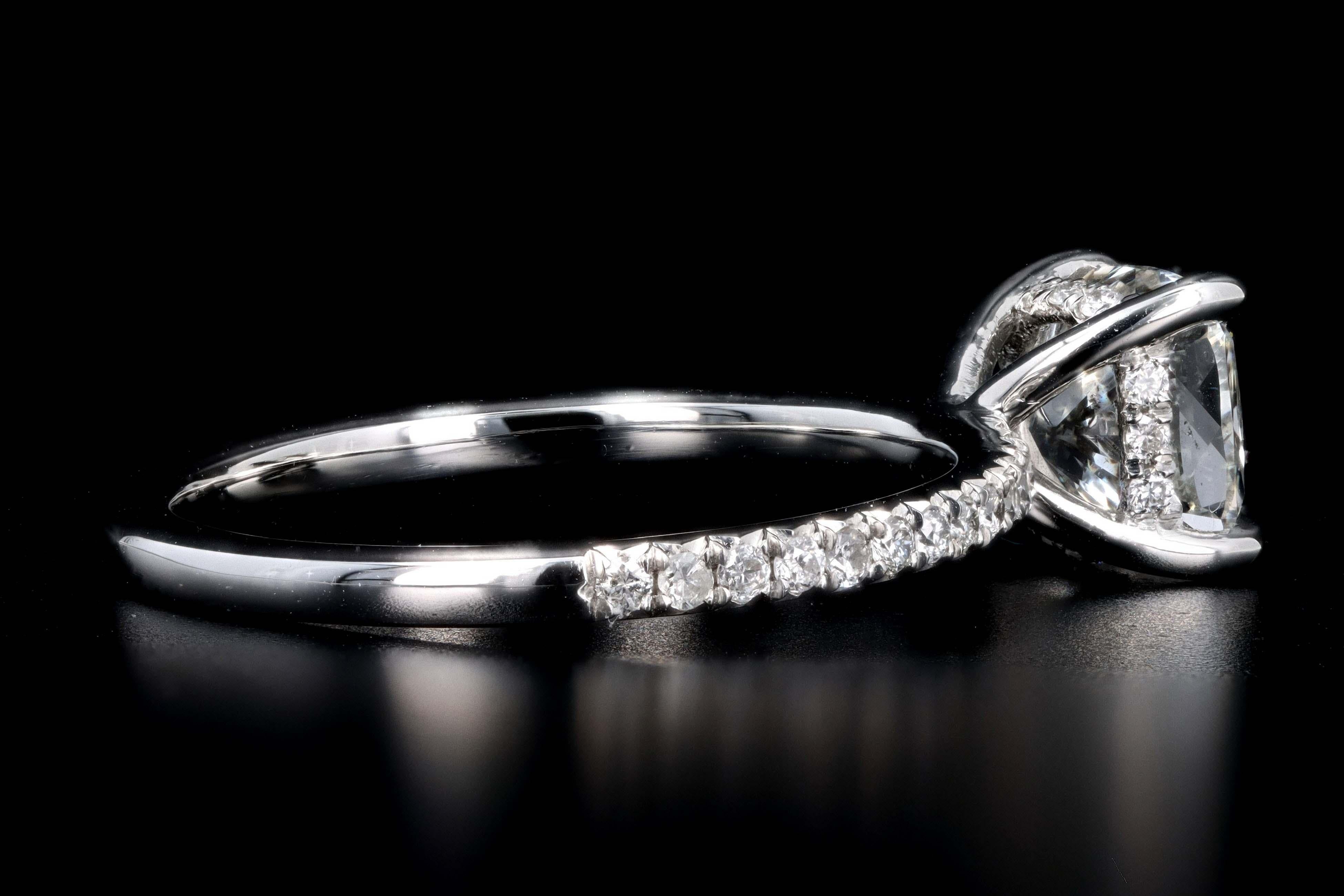 Platinum 1.60 Carat Cushion Cut Diamond Engagement Ring 3