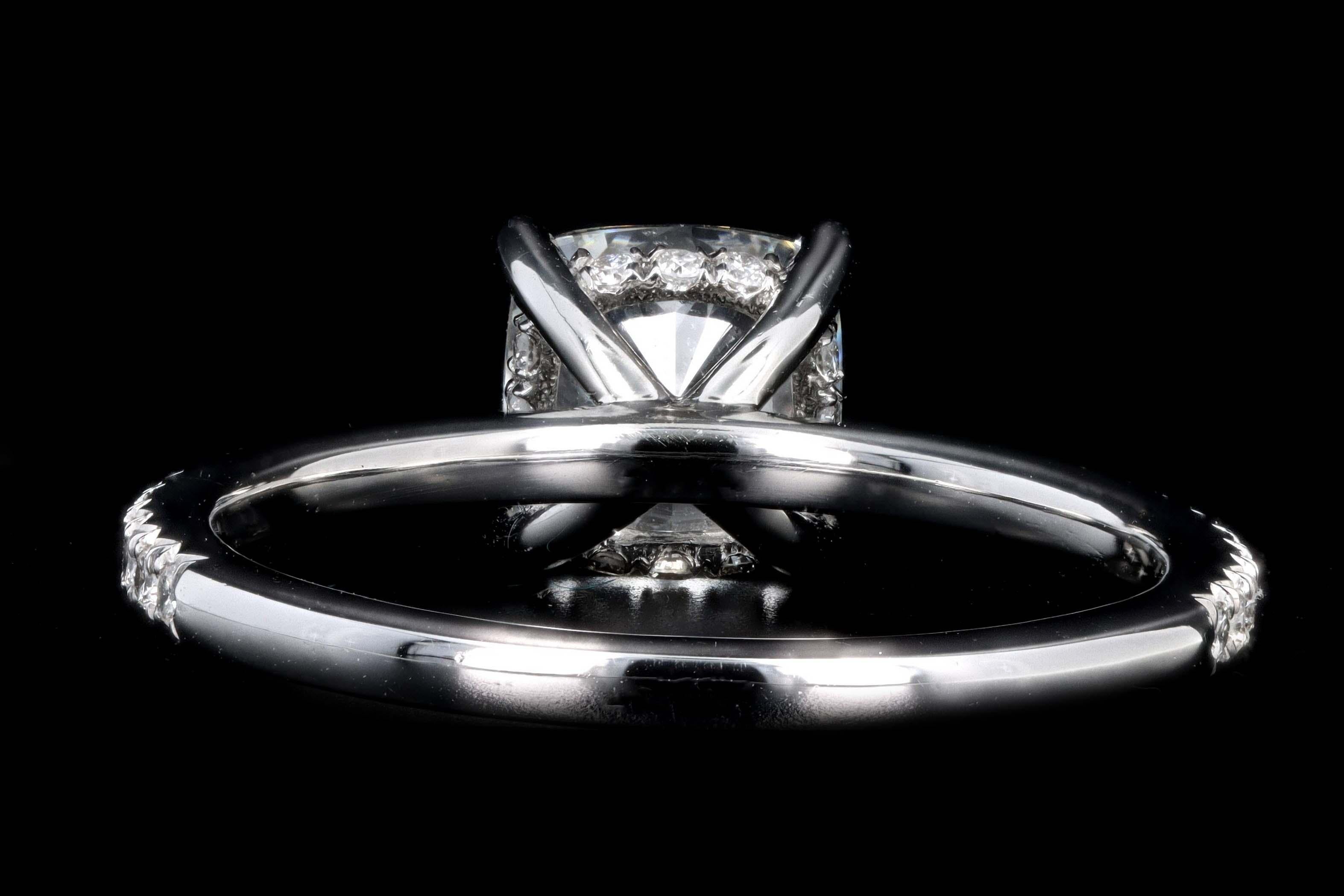 Platinum 1.60 Carat Cushion Cut Diamond Engagement Ring 4