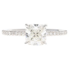 Platinum 1.60 Carat Cushion Cut Diamond Engagement Ring