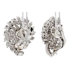 Platinum 16.00cttw Cluster Diamond Clip Earrings