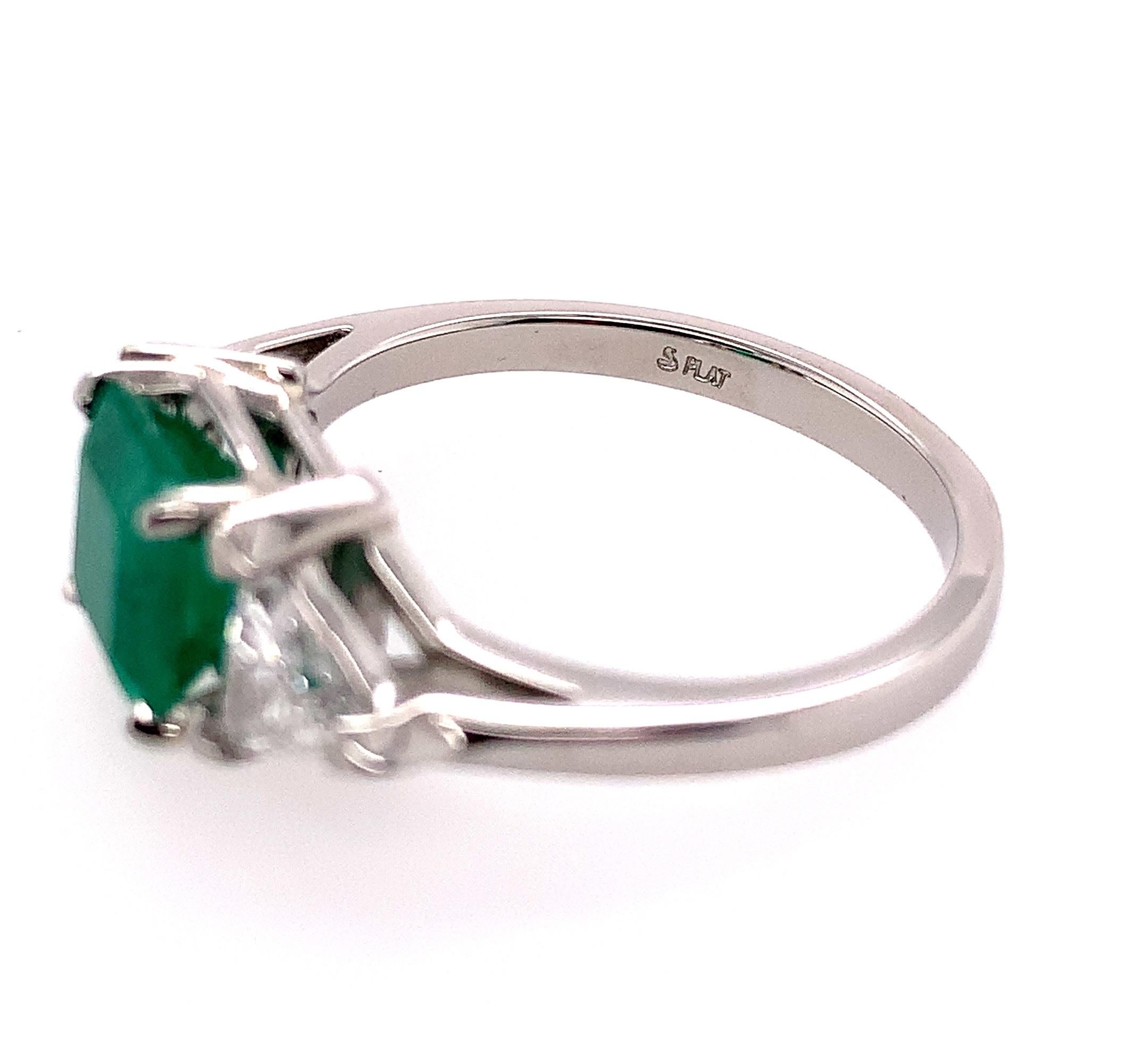 Modern Platinum 1.60ct Colombian Emerald & Diamond Ring