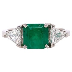 Platinum 1.60ct Colombian Emerald & Diamond Ring